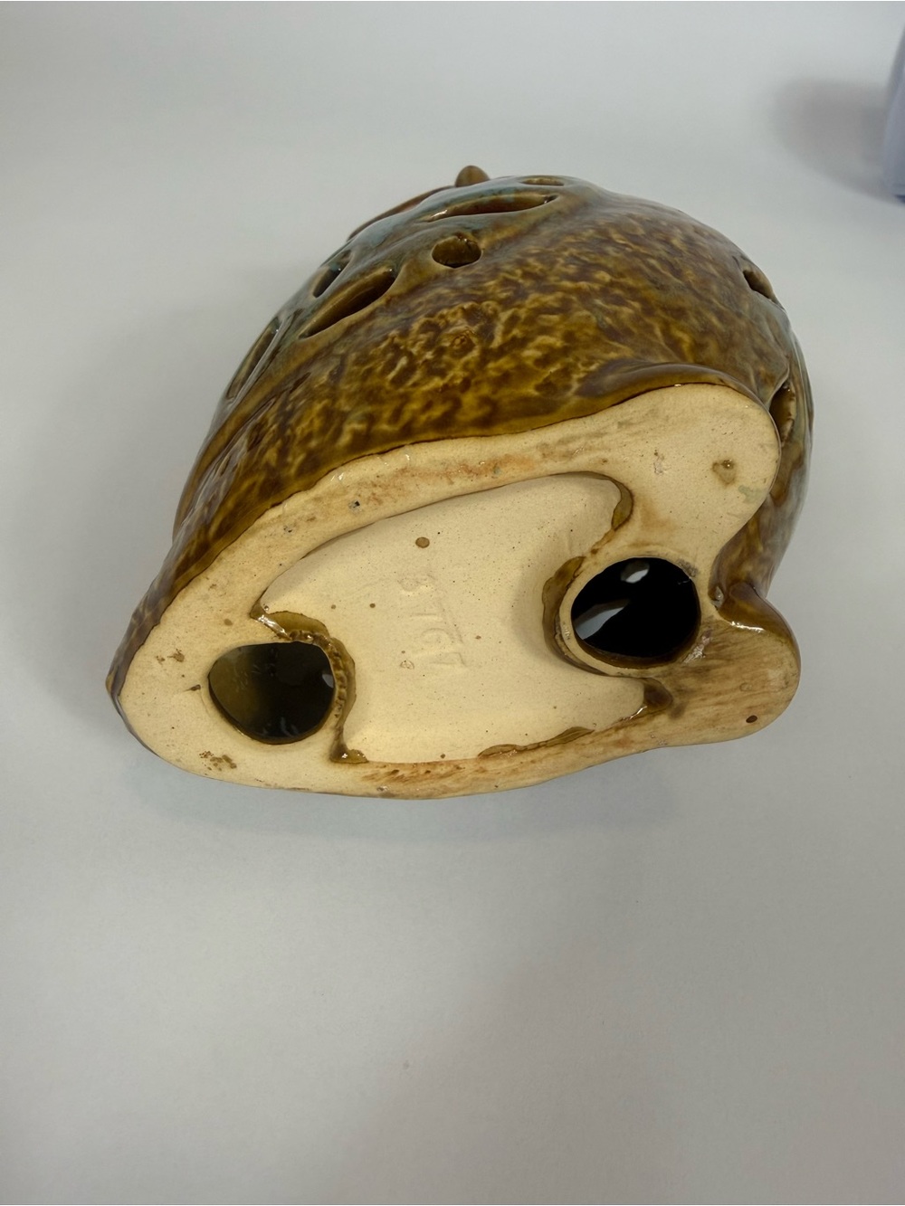 Ceramic Owl Sculpture - Green and Blue Decorative Home Art - Picture 6 of 6